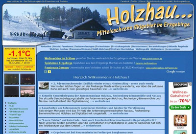 Seit 1996 gibt es das Tourismus- und Nachrichtenportal www.holzhau.de holzhau erzgebirge Screenshot www.holzhau.de
